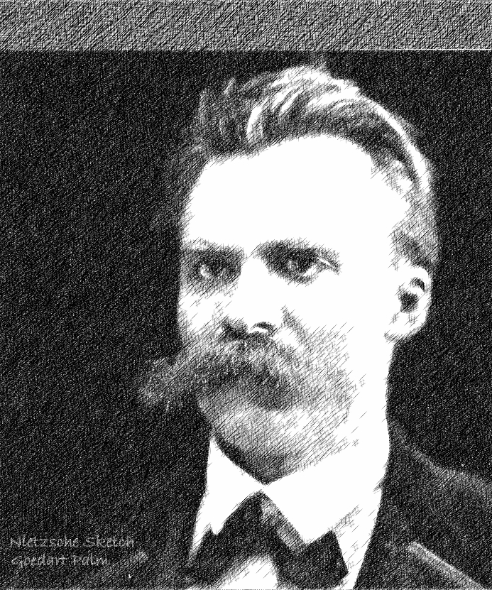 Historisches Porträt Friedrich Nietzsches auf einer Sammlerpostkarte