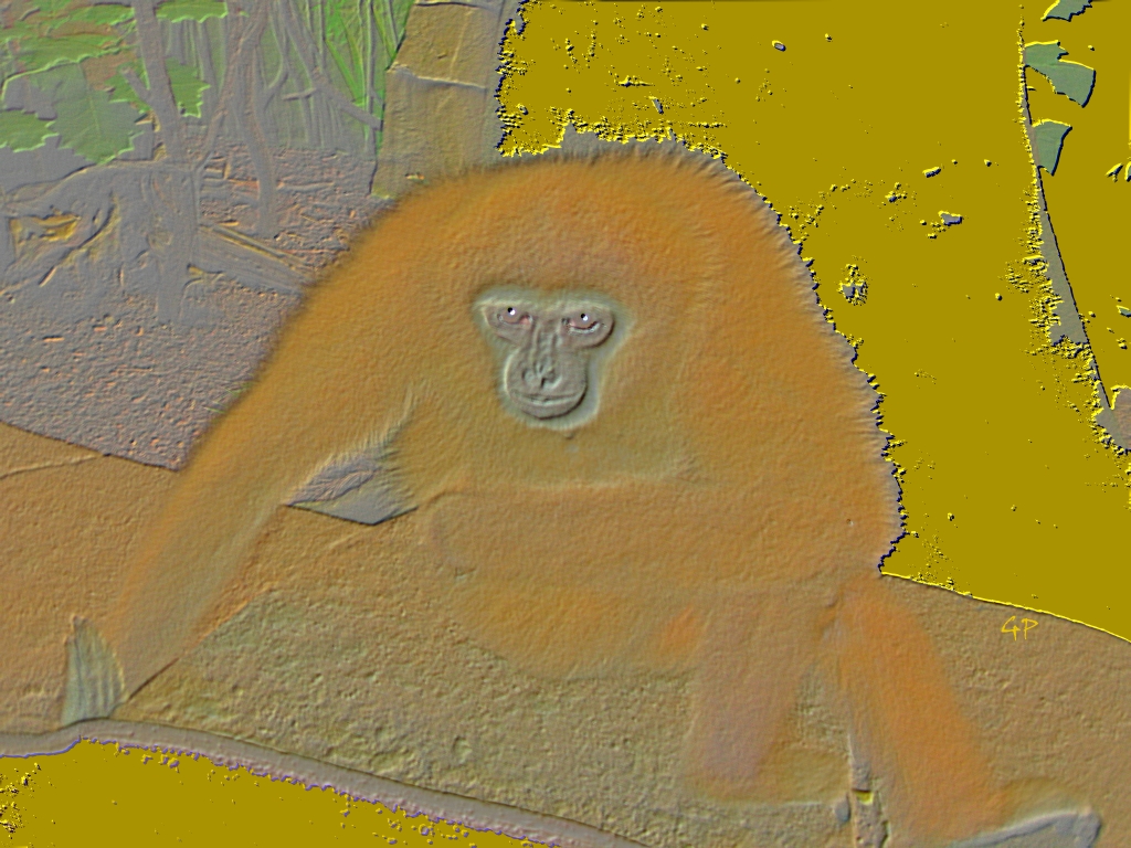 Golden Monkey Digital painting Hommage Gustav Klimt